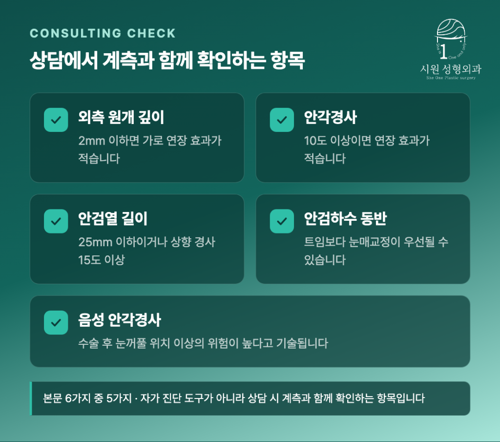 뒤트임 밑트임 상담 전 확인 항목 체크리스트