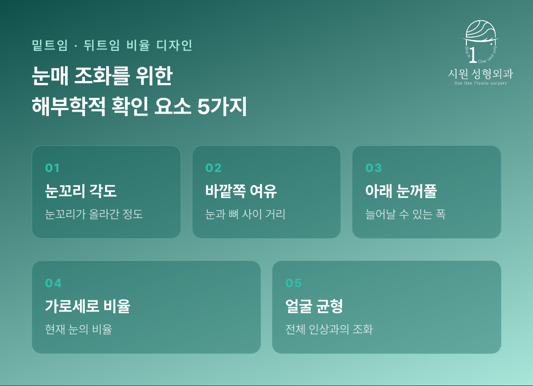 밑트임 뒤트임 비율을 정할 때 확인하는 다섯 가지 항목 카드