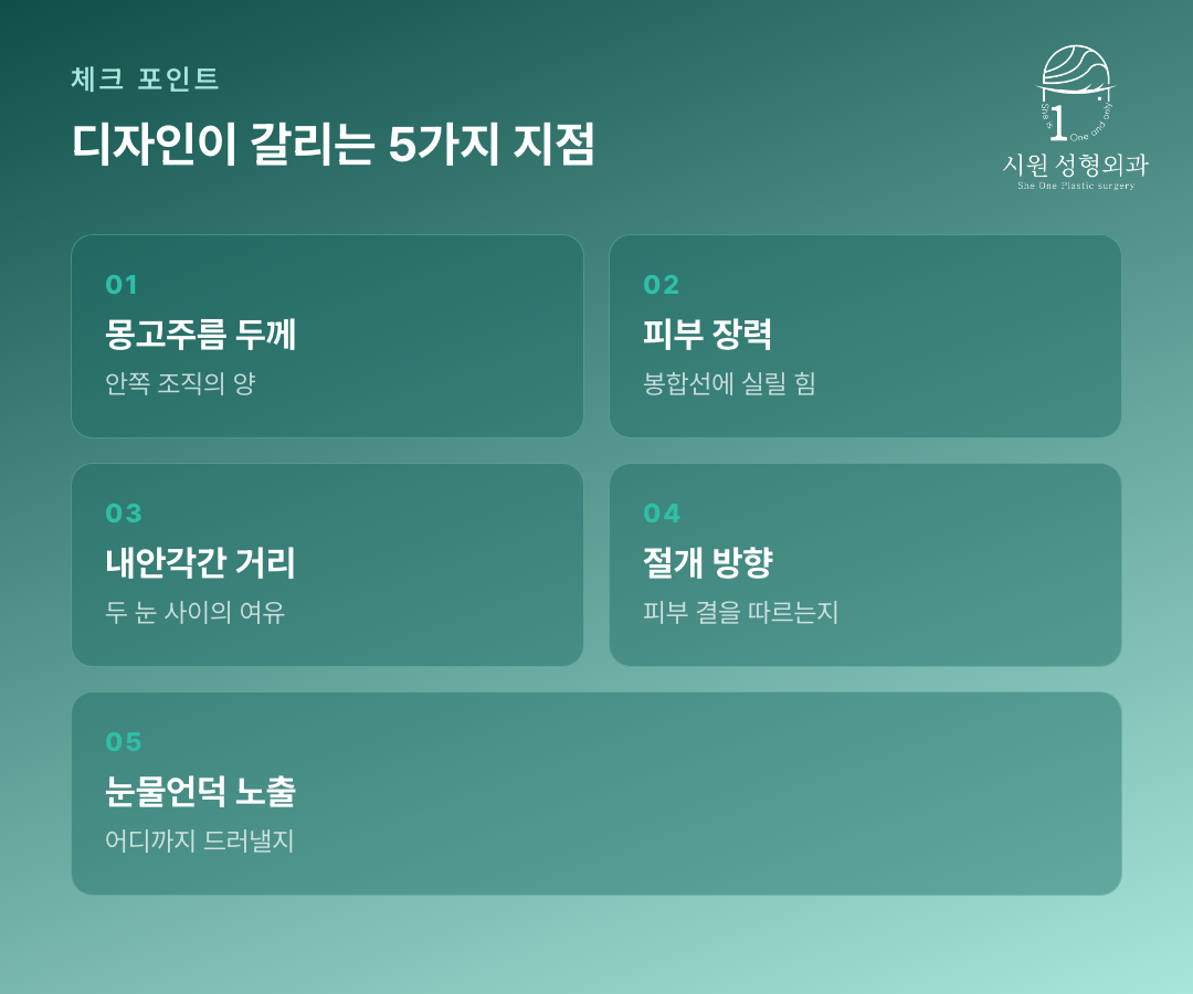 자연스러운 앞트임을 위해 수술 전에 재는 다섯 가지 항목 카드