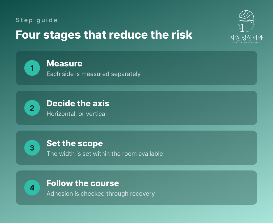 The four stages by which the risk of a corner opening is reduced