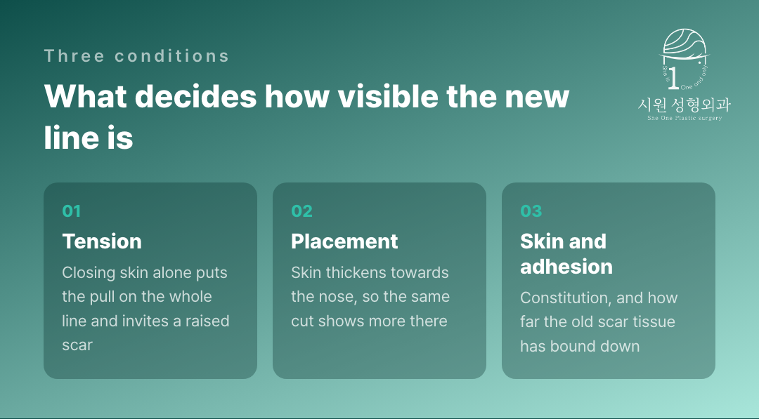 Tension, placement and skin type as the three conditions deciding the scar