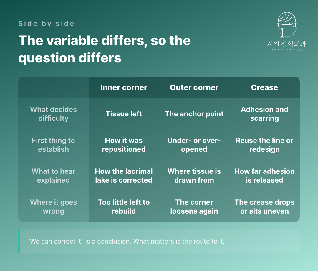 The difficulty variable and the question to ask for each of the three revisions